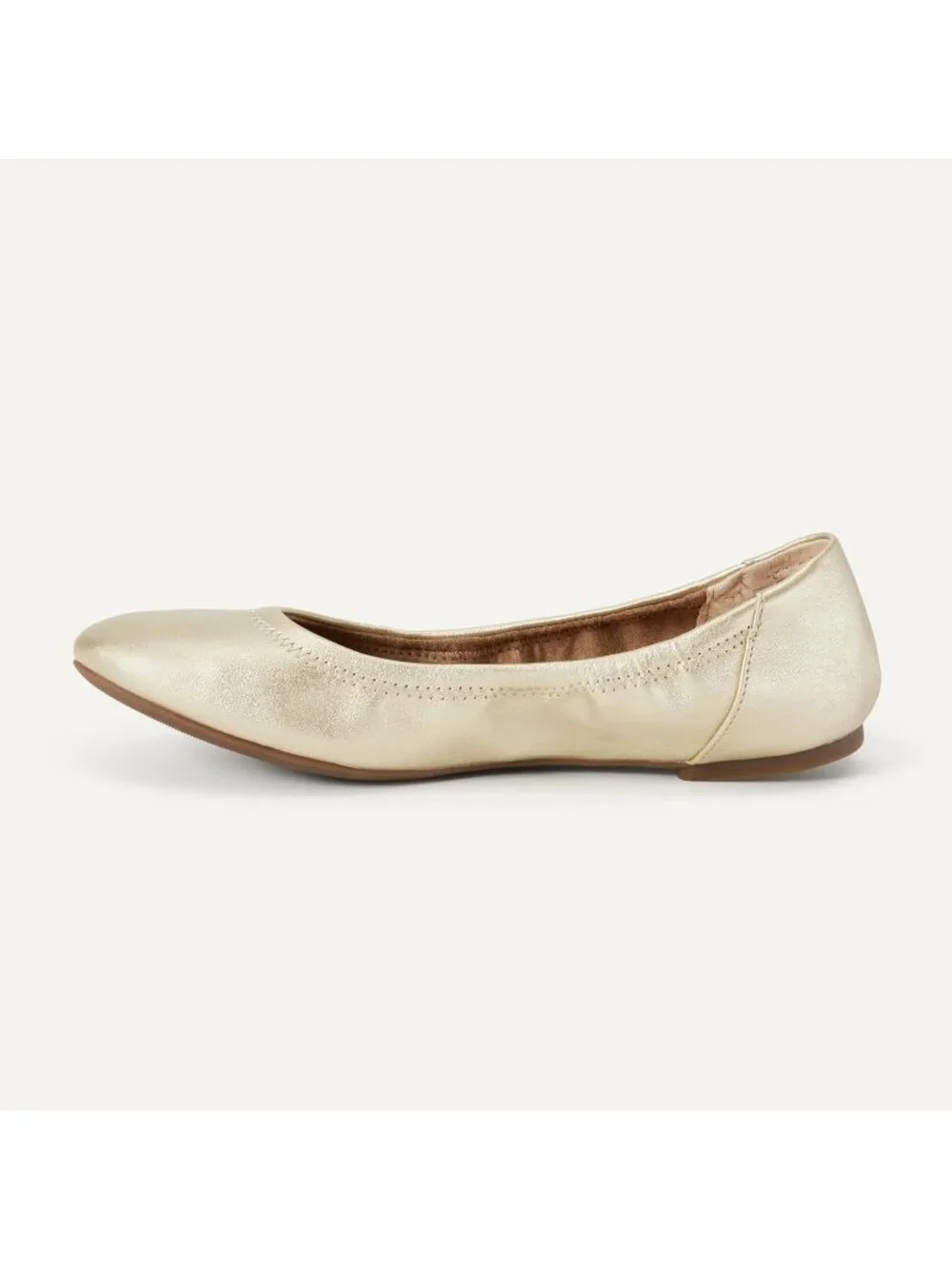 Amazon Essentials Women's Gold Synthetic Comfortable Slip On Casual Ballet Flats